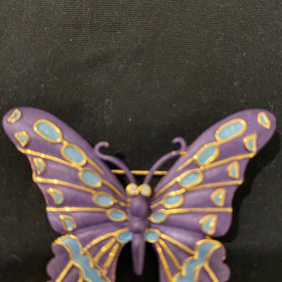 Purple Enamel Butterfly Brooch - Picture 4 of 6
